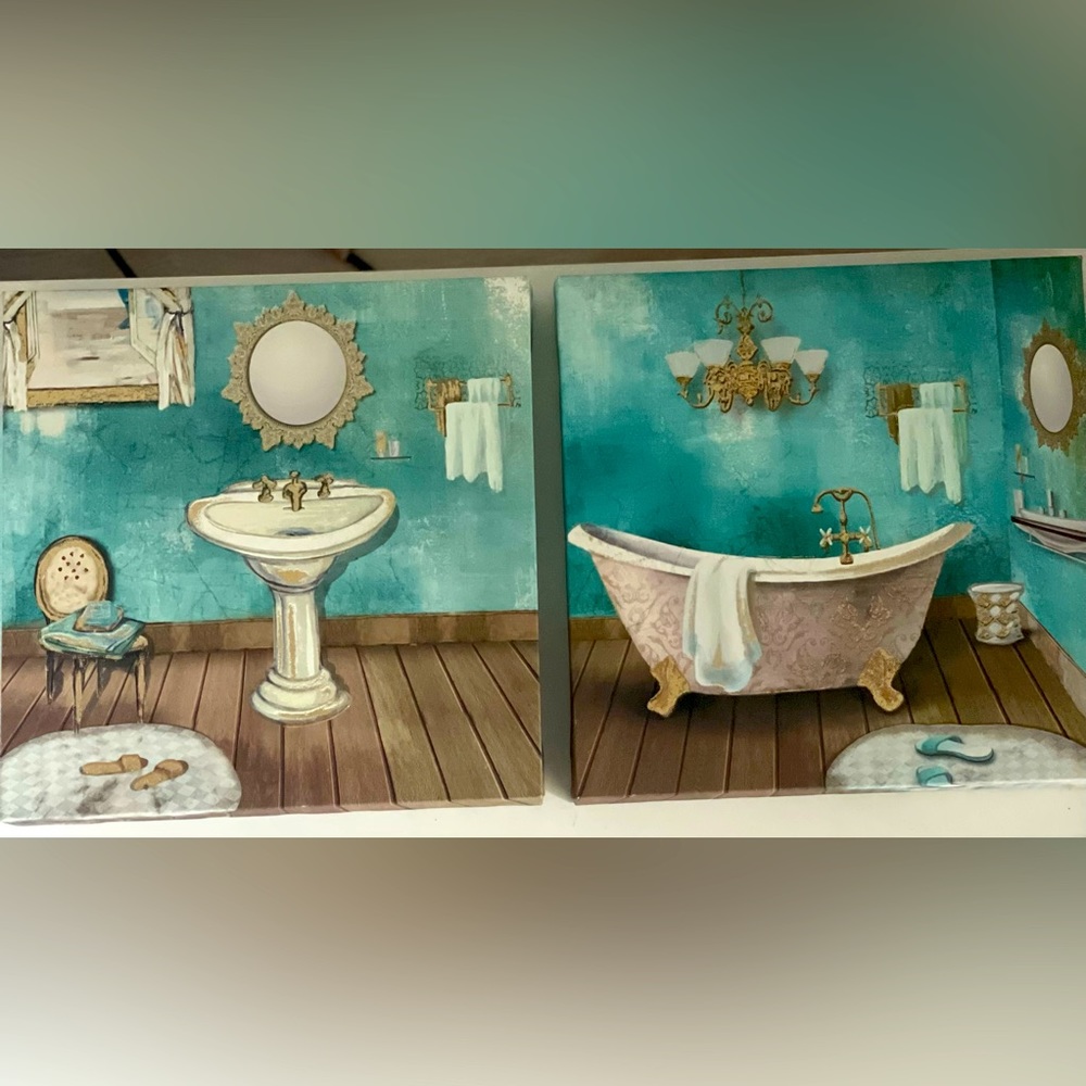 🔥 SOLD!! 🔥 2pc Bathroom Wall Decor - Picture 3 of 5